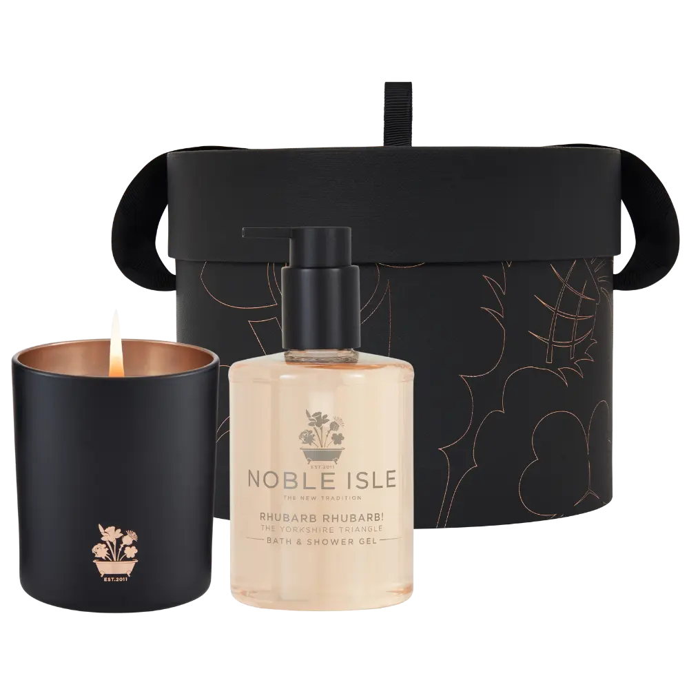 Rhubarb Candle & Shower Gel Gift Set Duo