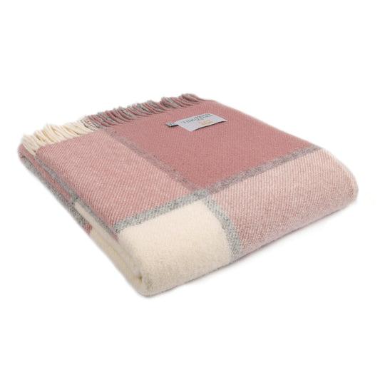 Block Check Charcoal & Dusky Pink Throw