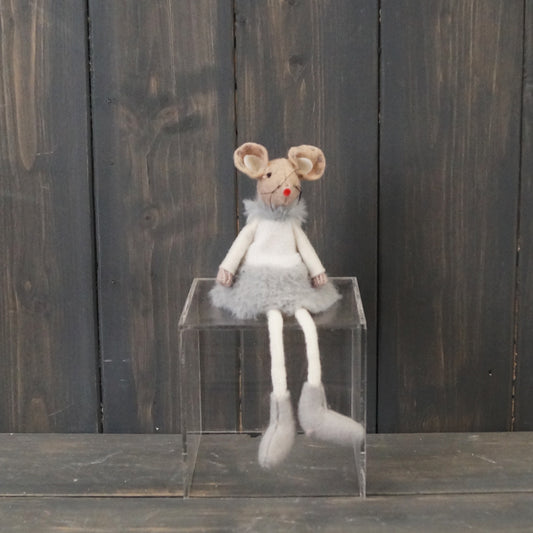 Grey Fabric Mouse with Skirt