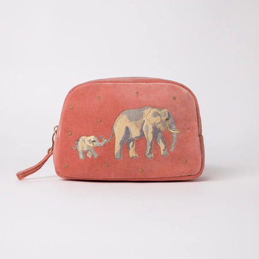 Elephant Conservation Coral Cosmetics Bag