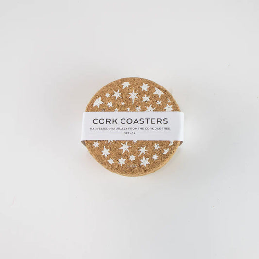Cork Coasters | Stars White (Set of Four)
